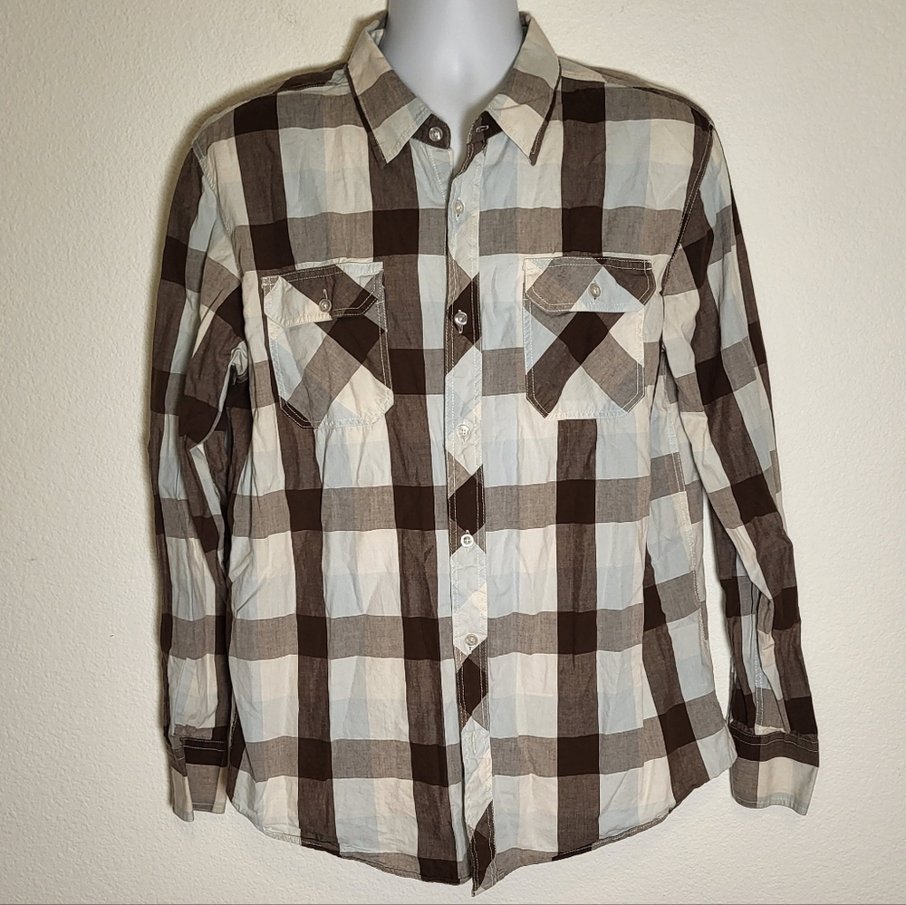 Eighty Eight Blue and Brown Checkered Shirt size XLarge